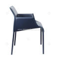 ltalian minimalist blue saddle leather armrest chairs